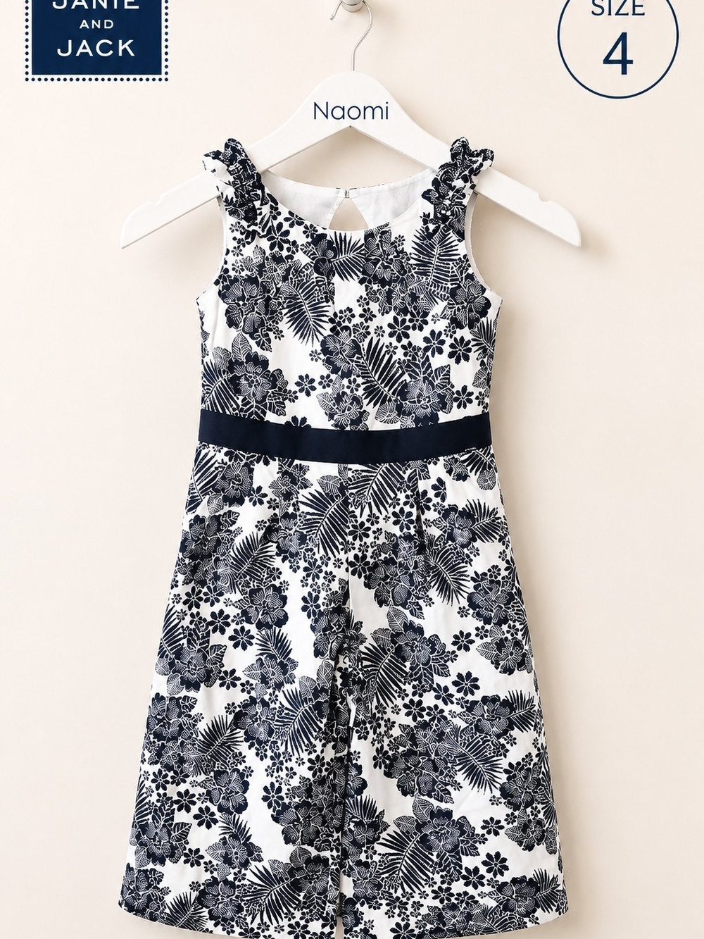 Janie and Jack Navy and White Floral A-Line Dress
